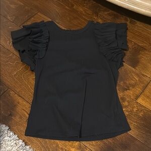 Chic Black Ruffle Sleeve Blouse